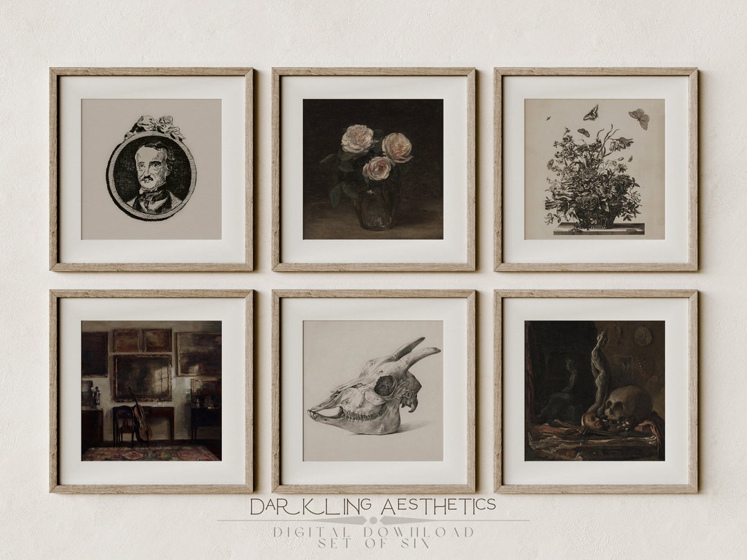 Set of 6 Square Dark Academia Prints | Vintage Moody Victorian ...