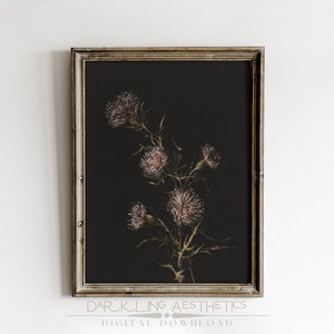 Dark Botanical Print 02 | Vintage Moody Victorian Floral Cottagecore Printable Wall Art | Dark Academia Aesthetic | Digital Download