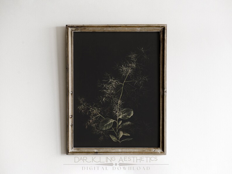 Dark Botanical Print 01 Vintage Moody Victorian Floral - Etsy