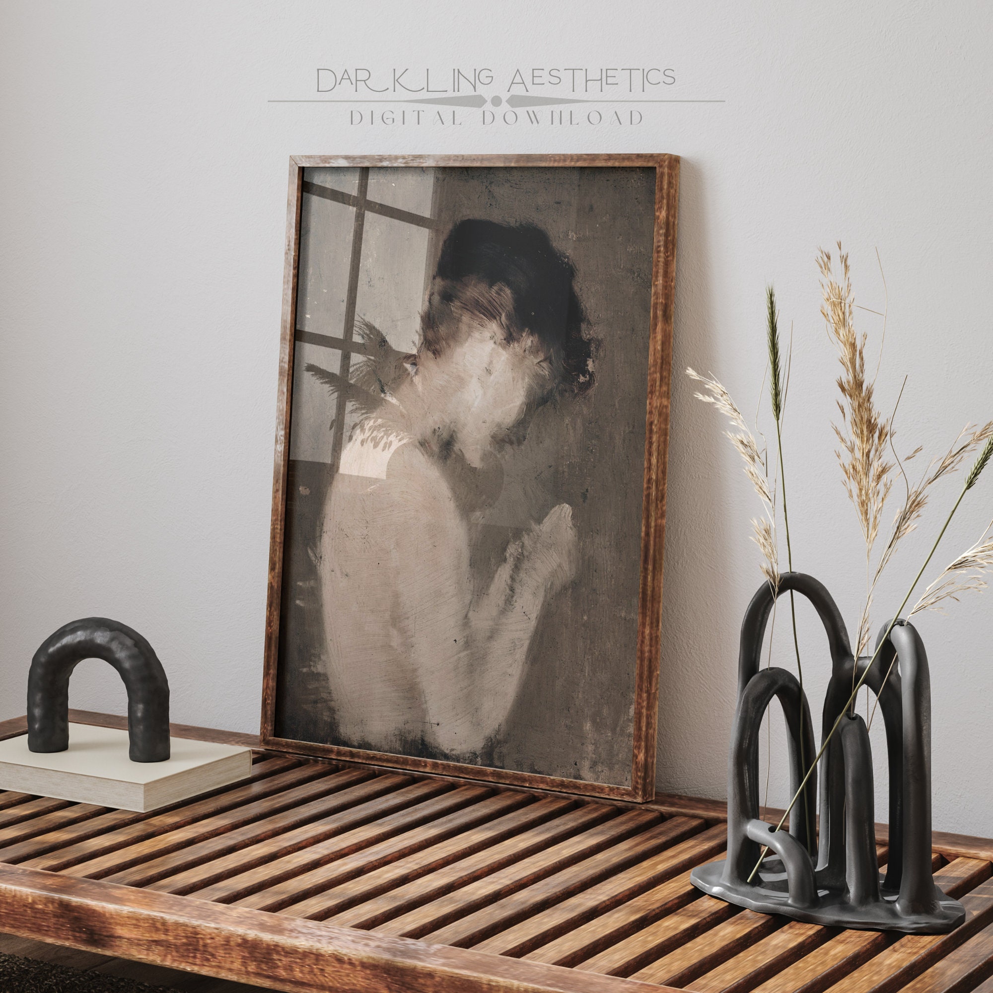 Portrait of a Victorian Woman Painting | Vintage Moody Dark Cottagecore ...