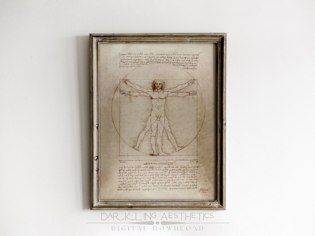 Vitruvian Man Print Leonardo Da Vinci Famous Renaissance Altered Painting Printable Wall Art ...