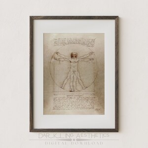 Vitruvian Man Print Leonardo Da Vinci Famous Renaissance Altered Painting Printable Wall Art ...
