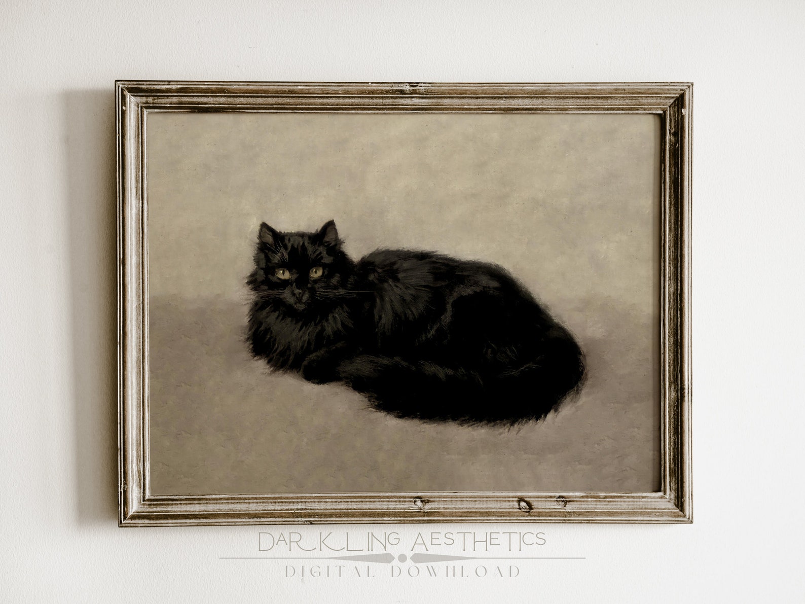 Vintage Black Cat Print Victorian Dark Academia Halloween Etsy