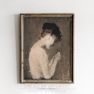 Retrato de una mujer victoriana pintando / Vintage Moody Dark Cottagecore imprimible arte de pared / Estética de la Academia Oscura / Descarga digital