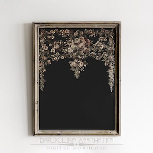 Dark Floral Arch Design Print | Vintage Moody Victorian Cottagecore Flowers Printable Wall Art | Dark Academia Aesthetic | Digital Download