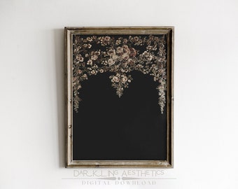 Dark Floral Arch Design Print | Vintage Moody Victorian Cottagecore Flowers Printable Wall Art | Dark Academia Aesthetic | Digital Download
