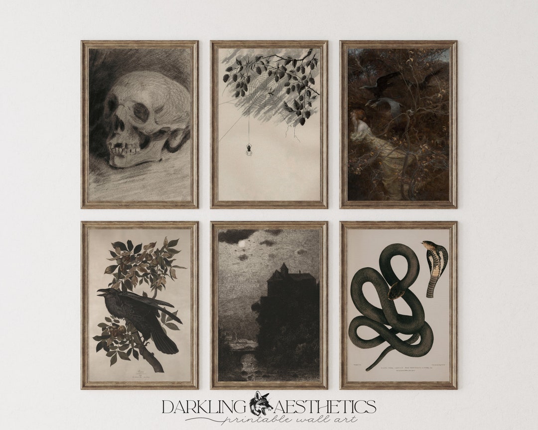 Set of 6 Dark Academia Prints | Vintage Moody Victorian Gothic ...