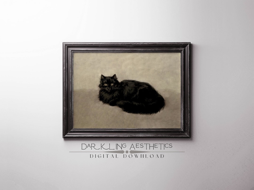 Vintage Black Cat Print | Victorian Dark Academia Halloween Printable ...