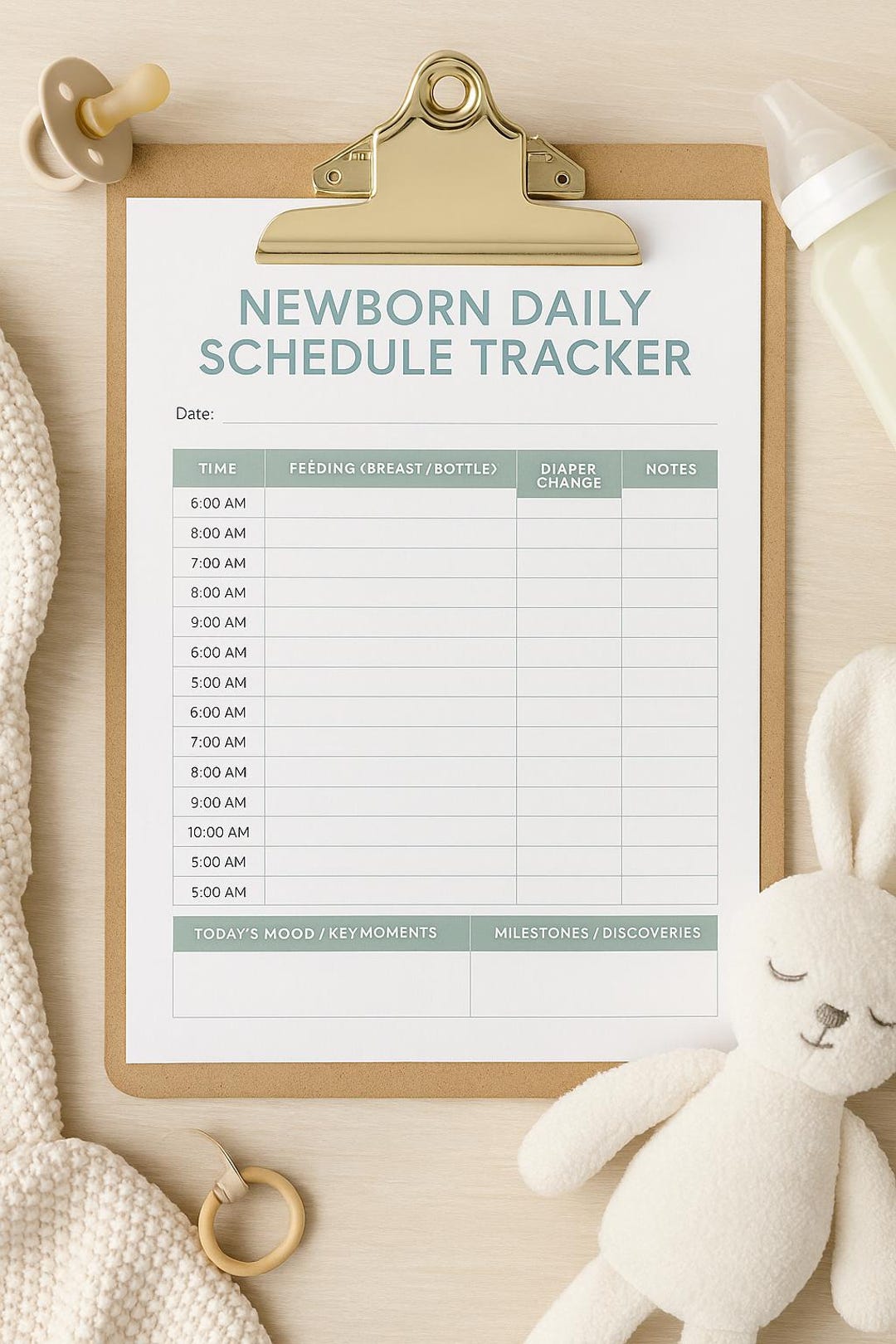 Printable Newborn Daily Tracker | Baby Schedule Log | Feeding Diaper ...