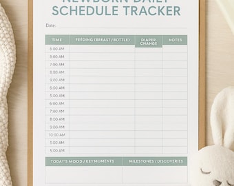 Printable Newborn Daily Tracker | Baby Schedule Log | Feeding Diaper Sleep Chart | Instant Download PDF