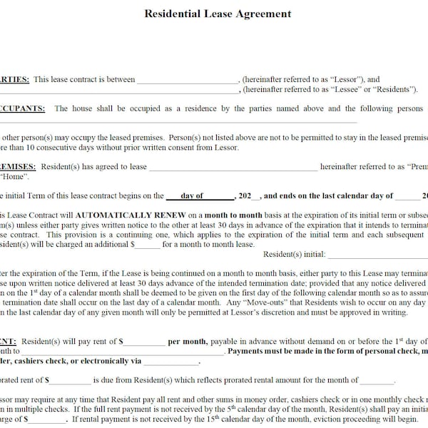 Fake lease agreement etsy canada