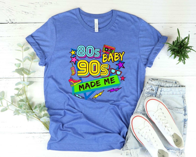 Women's 80s Baby 90s Made Me Shirt - Vintage Tie-Dye T-Shirt, Short Sleeve, Casual Retro Top