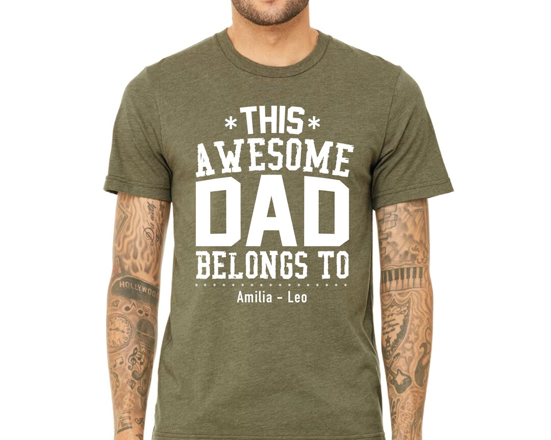 This Awesome Dad Belongs to Shirt Personalized Fathers Day - Etsy