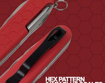 Hex Pattern Plus Scales for 91mm Victorinox Swiss Army Knife - Optional Pocket Clip