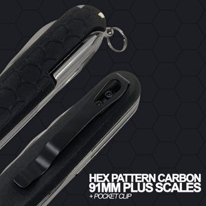 Carbon Hex Pattern Plus Scales for 91mm Victorinox Swiss Army Knife - Optional Pocket Clip