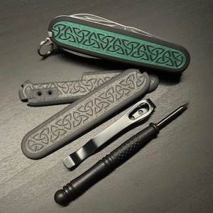 91mm Runic Plus Scales for Victorinox Swiss Army Knife - Optional Pocket Clip