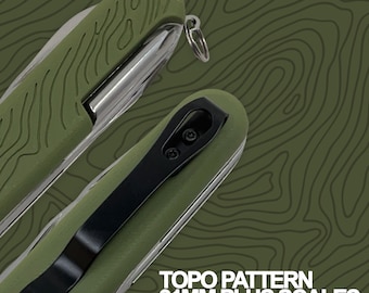 Topo Pattern Plus Scales for 91mm Victorinox Swiss Army Knife - Optional Pocket Clip