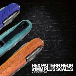 Neon Hex Plus Scales for 91mm Victorinox Swiss Army Knife - Optional Pocket Clip