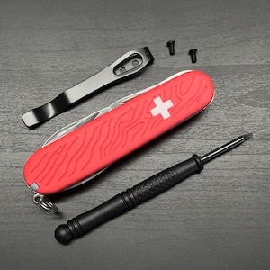 91mm Topo Cross Plus Scales for Victorinox Swiss Army Knife - Optional Pocket Clip