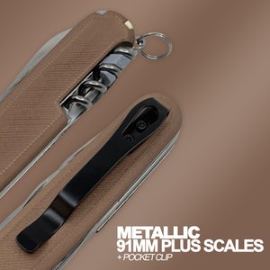 Metallic Plus Scales for 91mm Victorinox Swiss Army Knife - Optional Pocket Clip