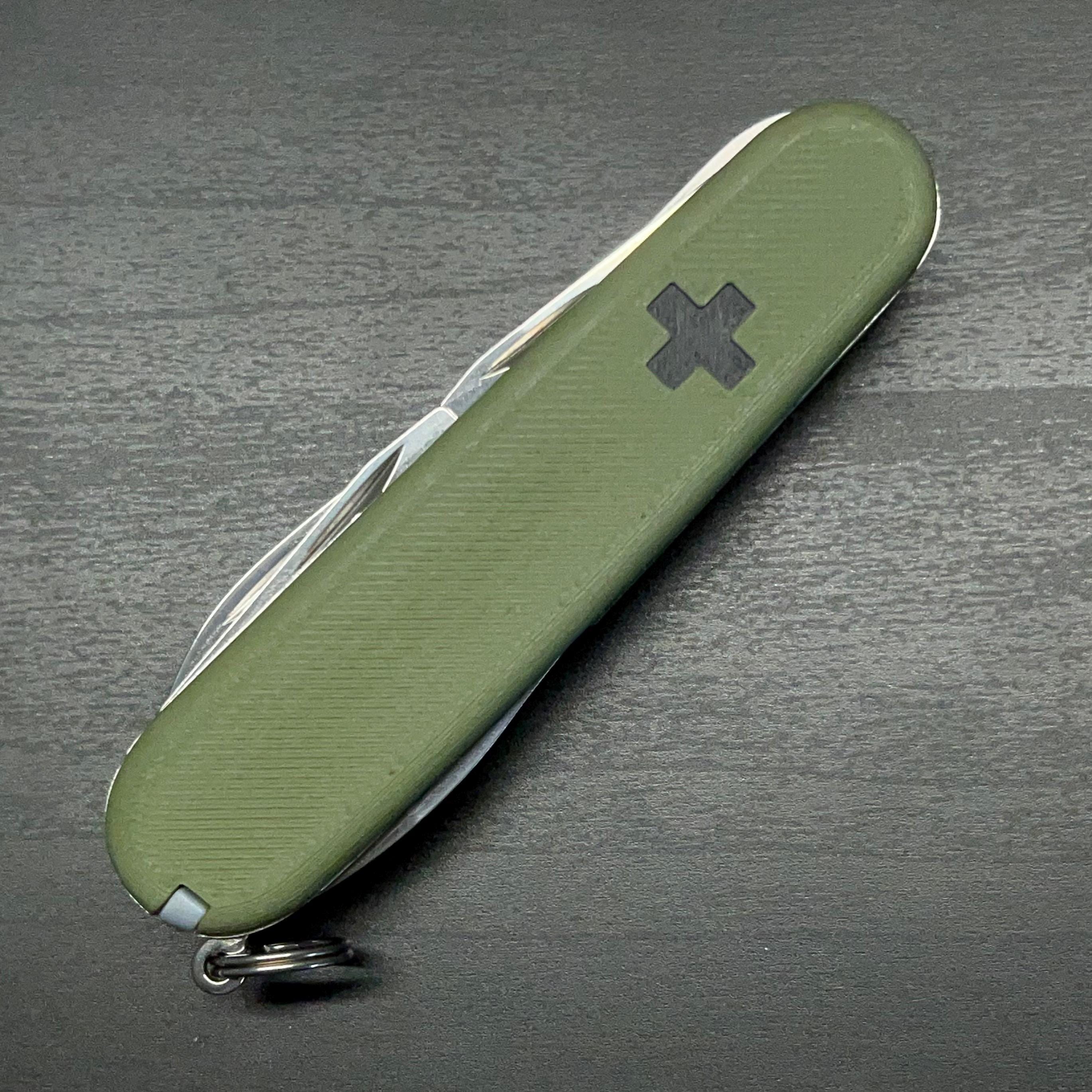 91mm Cross Plus Scales for Victorinox Swiss Army Knife - Optional Pocket Clip