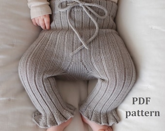 Knitting pattern ribbed leggings, baby ribbed pants, knitting pattern for baby, baby sliders, ribbed leggings, Pattern in ENGLISH,