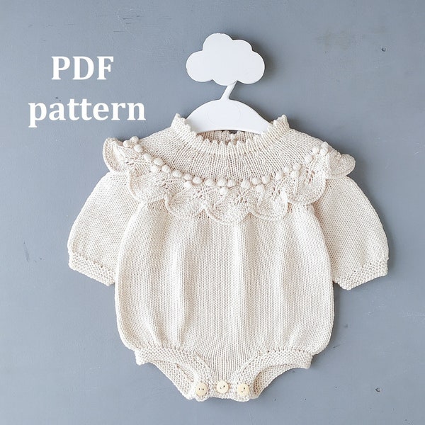 Knitting pattern for baby, Baby Romper Knitting Pattern,Pattern in ENGLISH, Baby Girls Romper, Knitted Romper, Baby Knitting Pattern