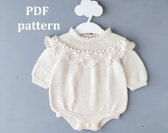 Knitting pattern for baby, Baby Romper Knitting Pattern,Pattern in ENGLISH, Baby Girls Romper, Knitted Romper, Baby Knitting Pattern
