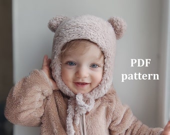 Knitting pattern baby hat, teddy bear hat, Baby Bear Hat, Baby Winter Hat, pdf pattern