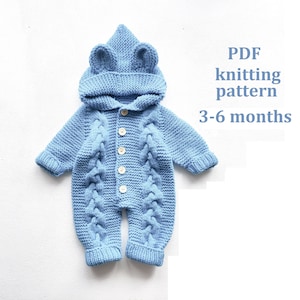 Macacão de urso de bebê com padrão de tricô, 3-6 meses, padrão de tricô para bebê, macacão de urso de bebê, padrão de tricô passo a passo