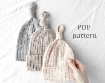 Knitting pattern pixie hat, baby hat, knit pattern for baby, Pattern in ENGLISH, pixie hat, ribbed hat, baby cap, knitted cap
