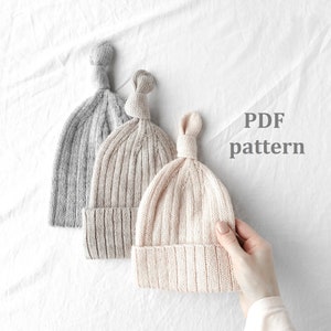 Knitting pattern pixie hat, baby hat, knit pattern for baby, Pattern in ENGLISH, pixie hat, ribbed hat, baby cap, knitted cap