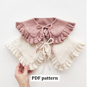 Knitting pattern ruffle collar, knit pattern baby girl collar, adult collar, woman accessory, PDF knitting pattern