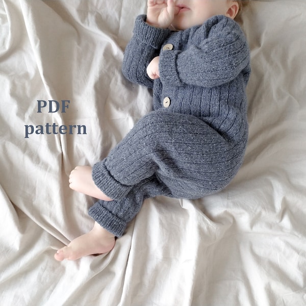 Modèle de tricot de bébé barboteuse, barboteuse côtelée, barboteuse de modèle de tricot, modèle de tricot pdf, combinaison de modèle de tricot