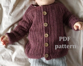 Cardigan Knitting Pattern, Kids Cardigan Knit Pattern, pdf pattern, ribbed cardigan, 0-7 years, knitting pattern for baby