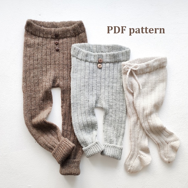 Knitting pattern baby leggings, baby pants, ribbed leggings, knitting pattern for baby, PDF pattern