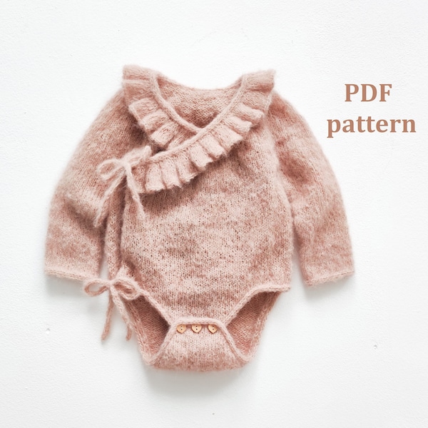 Knitting Pattern Baby Romper, Baby Bodysuit knit pattern, Pattern in ENGLISH, Knit pattern for baby, Ruffle romper