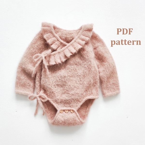 Strickanleitung Babyromper, Babybody Strickmuster, PDF Strickmuster, Strickanleitung für Baby, Rüschen Strampler