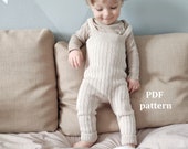Knitting pattern baby romper, knit pattern for baby, baby boy romper, Pattern in ENGLISH, pdf knitting pattern, ribbed romper pattern