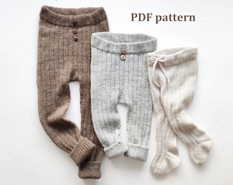 Knitting pattern baby leggings, baby pants, ribbed leggings, knitting pattern for baby, PDF pattern