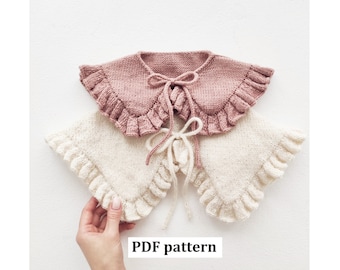 Knitting pattern ruffle collar, knit pattern baby girl collar, adult collar, Pattern in ENGLISH, PDF knitting pattern