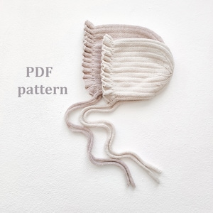 Knitting pattern baby bonnet, knitting pattern for baby, baby cap, pdf knit pattern, ruffle bonnet, ribbed bonnet