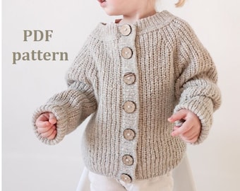 Padrão de tricô para cardigan de bebê, cardigan de menina, cardigan de menino, padrão passo a passo, PDF, padrão em INGLÊS