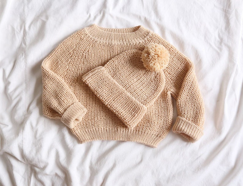 2 in 1, knitting patterns set, knit pattern baby jumper, knit pattern baby hat, knit baby sweater, todler, newborn knit pattern image 9