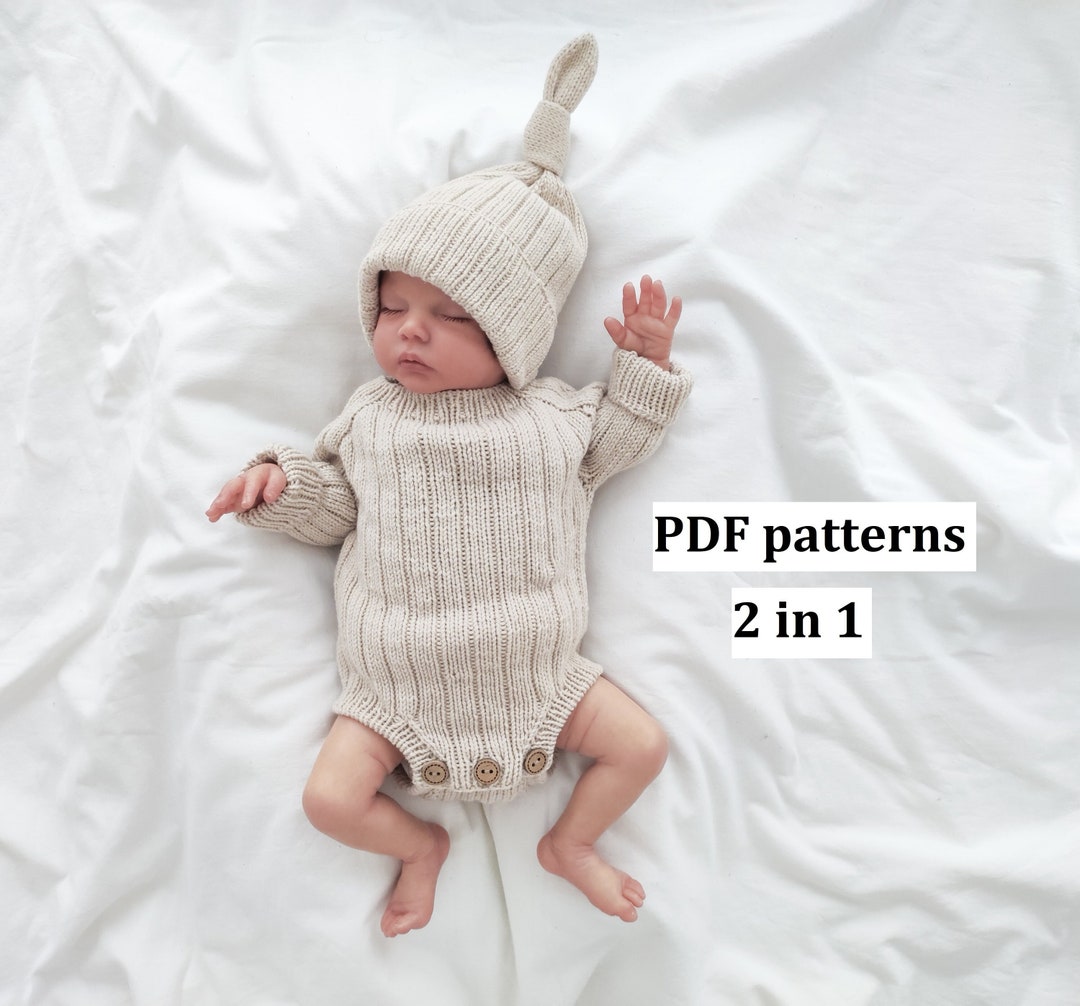 PDF Knitting Patterns for Baby 2 in 1, Knit Pattern Baby Romper ...