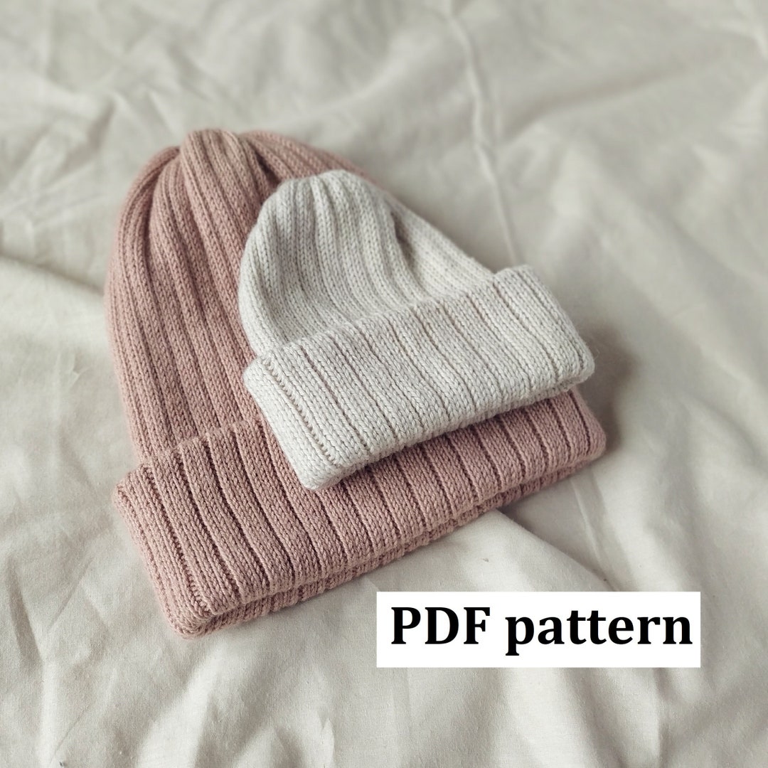Knitting Pattern Ribbed Hat, 0 Montsh Adult, Pattern in English, Step