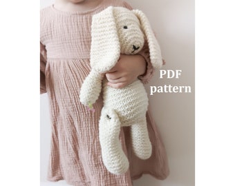 Rabbit Toy knitting pattern, bunny animal toy knitting pattern, PDF pattern, step by step pattern