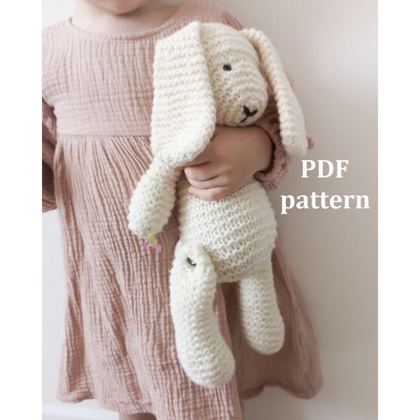 Rabbit Toy knitting pattern, bunny animal toy knitting pattern, PDF pattern, step by step pattern