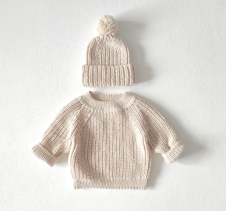 2 in 1, knitting patterns set, knit pattern baby jumper, knit pattern baby hat, knit baby sweater, todler, newborn knit pattern image 2