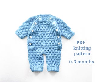 Knitting pattern baby romper, 0-3 months, knitting pattern for baby, baby  jumpsuit, Pattern in ENGLISH